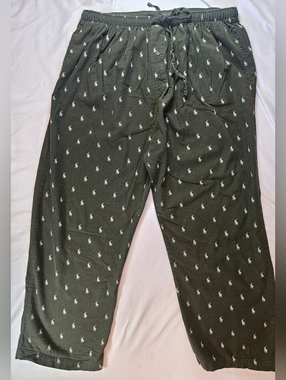 Polo Ralph Lauren Mens Green Signature Logo Pony Print Long Pajama Pant Size XL